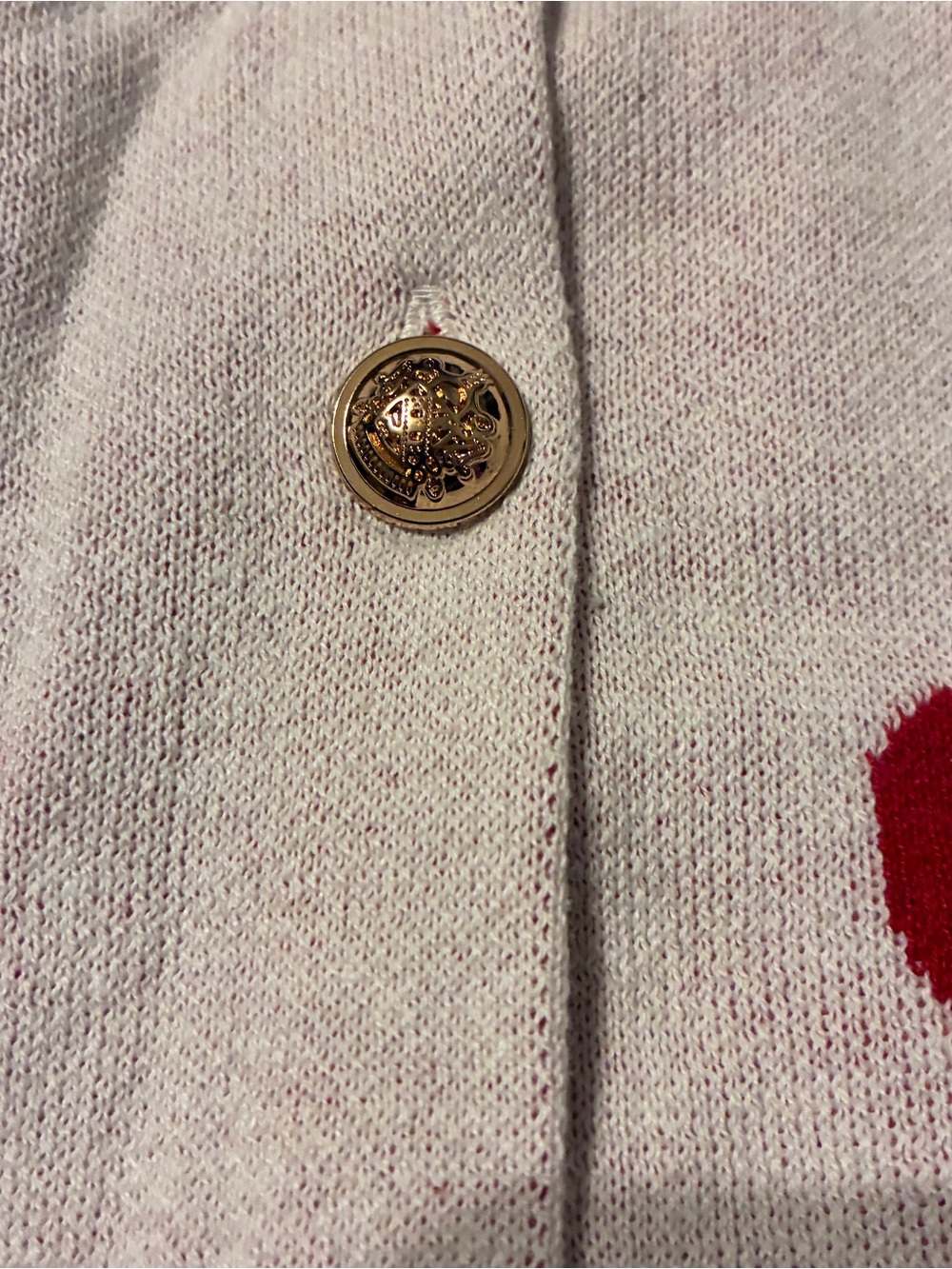 Amazon White Short Sleeved Cardigan with Red Heart Print - Picture 8 of 9